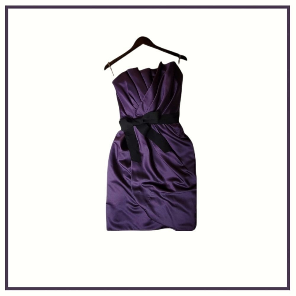 White by Vera Wang Purple Strapless Bridesmaids Dress Size 0